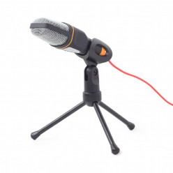 Gembird MIC-D-03 Desktop microphone with a tripod, Frequency: 100 Hz - 16 kHz, Sensitivity: - 62 +/- 3 db,  Voltage: 2...5 V, 3.5 mm audio plug, cable length 1.2 m, weight: 200g, Black